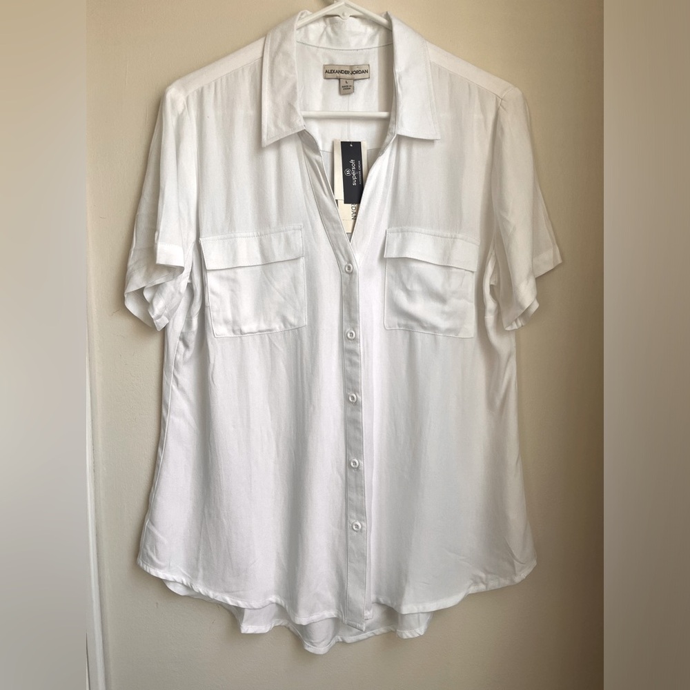 Alexander Jordan Women’s Short Sleeve White Blouse